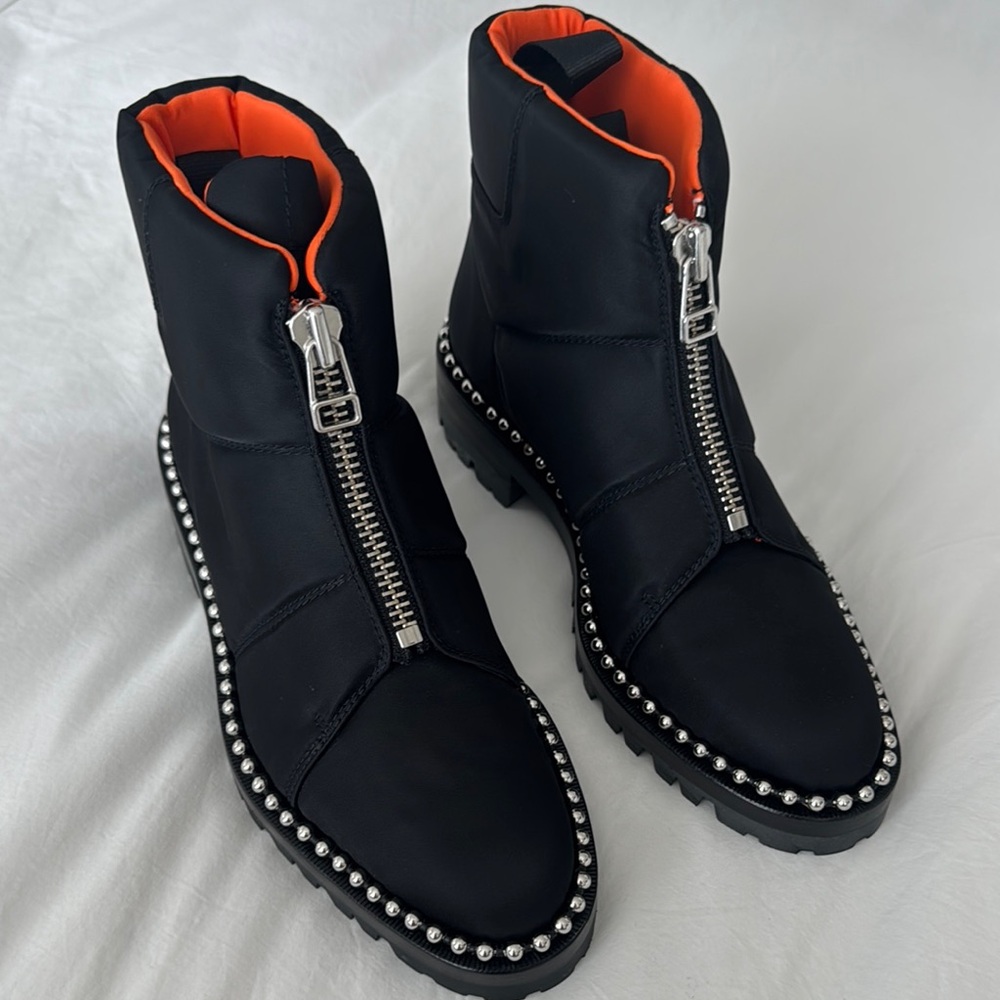 Alexander Wang Women’s Black Zipper Boots with Silver Studs
